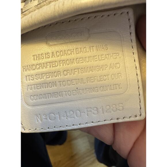 Coach Park Woven Leather Zip Top Tote, in White With Silver - Picture 3 of 16